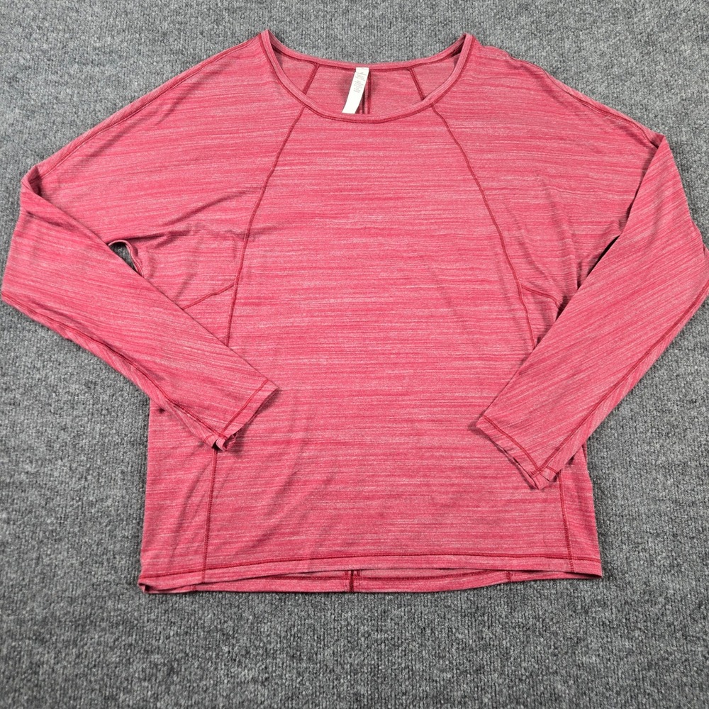 Lululemon Long Sleeve Activewear Top Womens 10 Red Space Dye Thumbholes SKU 1234